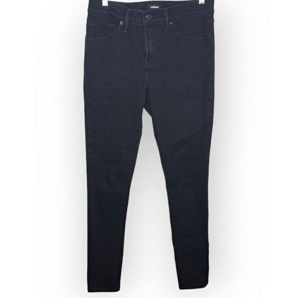 Express Skinny Mid Rise Jeans in Black Wash size 6 Long - Picture 1 of 7